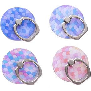 4Pack Cute Phone Ring Holder, JCSMARTEC Mermaid Scale Sea Shell 360 Rotation Universal Finger Ring Stand Kickstand Grip Mount for Cellphones and Tablets (Mermaid Scale)