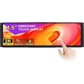 14.5 Inch Embedded Monitor Open Frame Vesa Wall Mount LCD Monitor 2560x720 2K IPS Stretched Bar Capacitive Touch Screen Display with HDMI USB-C Type-C Ports for DIY