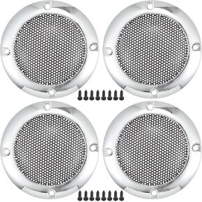 ACROPIX Universal 8" Car Speaker Grills Cover Mesh Round 8 Inch Audio Speaker Subwoofer Guard Protector Case with Mounting Screws Iron Silver Tone - Pack of 4