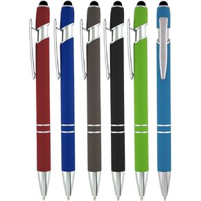 2-in-1 Stylus Ballpoint Pen for Touch Screens - Compatible with Ipad, iPhone, Android - Universal Pens for Tablet - Multi-Use Ballpoint Tip Pens, 6 Pack