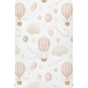 Fitted Crib Sheet for Boys Girls, Hot Air Balloon Clouds Jersey Knit Baby Sheet for Standard Crib and Toddler Bed Mattresses, Cozy Soft Breathable, 28 x 52 in