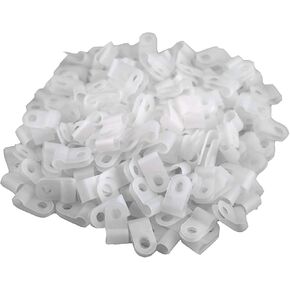 XINGYHENG 200pcs White Nylon R-Type Cable Clamps Fastener for 5/16 Inch (7.9mm) Dia Wire Tube (Plastic Wire Cord Clip Fixer)