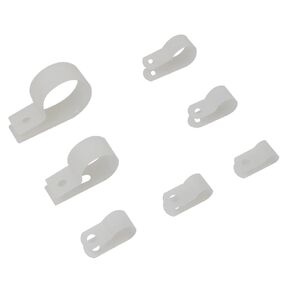 270 قطعة من النايلون الأبيض من النوع R كابل المشبك السحابة أسلاك بلاستيكية الحبل المشبك كليب مجموعة متنوعة مع 7 أحجام مختلفة لإدارة الأسلاك in Kuwait