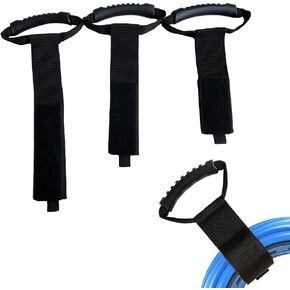 Wrap Storage Straps Assorted 3-Pack Black, Easy-Carry with a Carrying Handle Organizer for Garden Hose, Water Cord, Hook and Loop with Handle for Extension Cord, Cable,Garage, Boat, RV Accessories