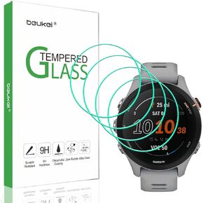 beukei (4 Pack) Designed for Garmin Forerunner 255s /255s Music Screen Protector Tempered Glass, 9H Hardness
