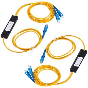 SC/UPC Fiber Optical Splitter 1x2(1 in 2 Out) Singlemode Fiber Pigtail for Network Signal Distribution(2 Pack)