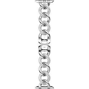 SWAROVSKI Sparkling Chain Strap for Apple Watch®, Stainless Steel Chain with Clear Crystals in a Silver-Tone Finish, Part of the Sparkling Chain Collection