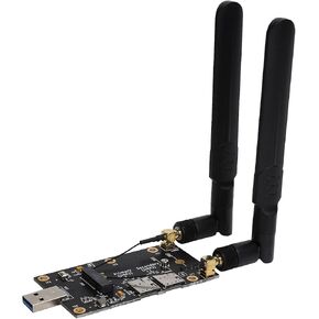 NGFF (M.2) to USB 3.0 Adapter, M.2 B Key Converter to USB 3.0 Reader Card Push Connector with SIM Card Slot Antenna Connector for 3G/4G/5G Module