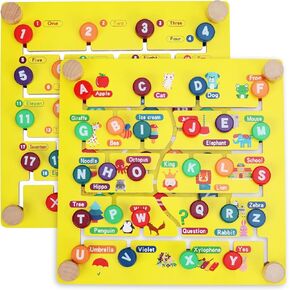 Alphabet Numbers Matching Game,Montessori Slide Puzzle Toys for 3 4 5 Years Old Boys Girls,Travel Toys,letters ABC 123 Words Counting Math Learning Educational Toys for Toddlers Kids