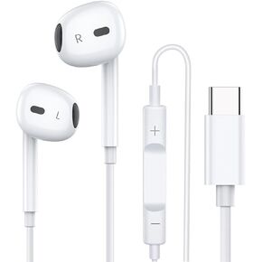 Type C Earphones for iPhone 15 15Pro 15 Pro Max Headphones Wired, Stereo in Ear Earbuds Compatible with Most Type C Jack Devices Smartphones.
