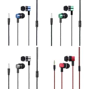 4 Pack Wired Earbuds 3.5MM 3 Pole Stereo Earphone in-Ear Headphone without MIC 1Meter Braided Cord Headset for MP3 Cassette Recorder CD Player Music Phone Computer Laptop PC Tablet