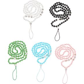 OSALADI 5pcs Crystal Phone Lanyard Phone Neck Strap Bead Bracelet Wrist Straps Wristlet Wrist Wraps Bracelet Strap Lanyards for Id Badges Cellphone Lanyards Miss Nylon Rope Key Wristband