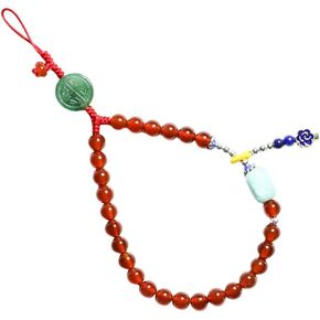 Hemobllo Beaded Phone Charm Phone Hand Wrist Lanyard Chinese Style Handmade Natural Jade Anti- Lost Chain Mobile Phone Strap String (Red)