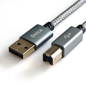 Delca Printer Cable 6 Feet/1.8 Meters I Nylon Braided USB 2.0 Cable Type A Male to Type B Male Scanner Printer Cord I Compatible with Canon, Brother, Epson, Samsung, Hp, Dell and More (Gray)