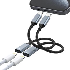 2 حزمة كابل محول Lightning إلى USB C، سلك شحن سريع 27 وات PD Lightning أنثى إلى نوع C ذكر محول كابل لهاتف iPhone 15/15 Pro/15 Pro Max/15 Plus/ipad/Samsung، Google Pixel، وليس صوت/OTG in Kuwait