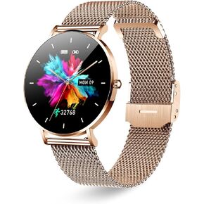 Smart Watch for Men and Women, 1.3 Inch Amoled HD Round Full Touch Screen Watch, Full Metal 6.8MM Ultra-Thin Case, Multiple Sports Modes, Compatible with Androidand IOS (Steel Silver)