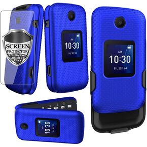 Ailiber for Alcatel Go Flip 4 Phone Case, TCL Flip/TCL Flip Pro Case Holster with Screen Protector, Swivel Belt Clip Holster with Kickstand, Heavy Duty Full Body Shockproof Cover for TCL Flip Pro-Red