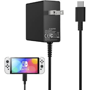 Charger for Nintendo Switch,39W GaN USB C Charger for Switch with 6FT Charging Cable,15V 2.6A AC Adapter Compatible with Nintendo Switch/Switch Lite/Switch OLED/Switch Dock,Support TV Mode