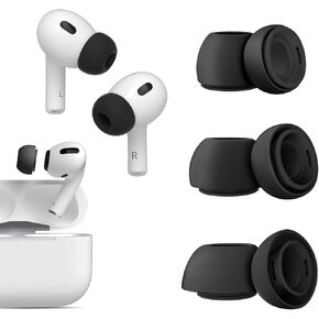 Compatible with AirPods Pro 2nd/1st Generation Replacement Ear Tips,with Noise Reduction Hole & Built-in dust Guard Screen,，Silicon Ear Tips with Portable Storage Box，3 Sizes (S/M/L)-Black