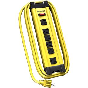 Stanley 31608 ShopMax 6-Outlet Metal Power Strip, Yellow, 10-Foot