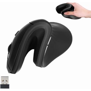 Wireless Vertical Mouse, Ergonomic Vertical Wireless Mouse Large Size, 2.4G Rechargeable High Precision Optical Mice 3200DPI for PC Laptop Desktop Mac (Black)