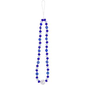 NBRADS Evil Eye Phone Lanyard, Midnight Blue Acrylic Beaded Phone Charm Wrist Strap Mobile Phone Chain Strap Keychain for Men Women Cell Phone String Strap