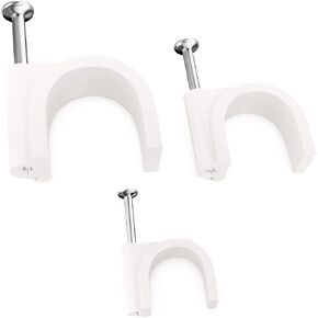 مشابك كابلات احترافية بأظافر فولاذية 5 مم، 7 مم، 9 مم، حاملات أسلاك ومسامير 100 لكل حجم. مشابك بلاستيكية متينة ومقاومة للأشعة فوق البنفسجية لتنظيم الأسلاك المحورية والإيثرنت وCat5 وCat6 وغيرها من الأسلاك. in Kuwait