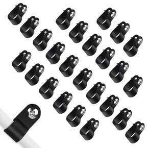 120 Pcs Nylon Plastic Wire Clips,3/8Inch R-Type Clip Clamp with 120 Pack Screws for Cable Management Cord Organizer (3/8in Black)