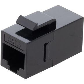 NavePoint CAT6 UTP Inline Keystone Coupler, RJ45 Female to RJ45 Female, Snap-in, 15 Pack, Black