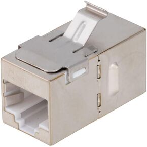 NavePoint CAT6A FTP Inline Keystone Coupler, RJ45 Female to RJ45 Female, 15 Pack, Silver