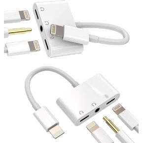 Lightning to 3.5mm Headphone Splitter Dongle 3in1(2Pack)Iphone AUX Adapter Charger Audio Jack Cable Adaptador Para for Apple MFI Certified 11 12 13 14 Pro Max Mini X 7 8plus Ipad Earbud Converter Cord