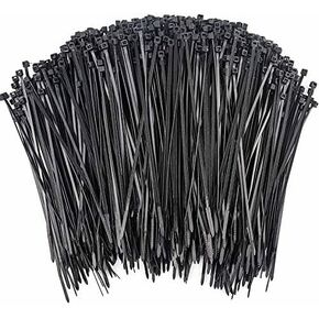14 Inch Black Zip Ties, 1,000 Bulk Pack, 50lb Strength, UV Resistant Long Nylon Cable Ties, Self-Locking 14 inches Tie Wraps
