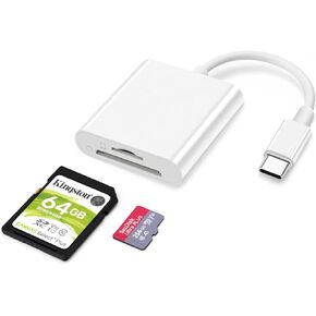 USB2.0 SD/TF Card Reader, USB 2.0 480Mbps Dual Slot OTG Memory Card Adapter for TF/Micro SD/SD/SDXC/Micro SDXC/Micro SDHC Memory Cards, Compatible with MacBook Pro/Air (Black)