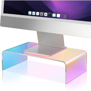 NiHome Pink Acrylic Monitor Stand for Office & Home, Ergonomic Desktop Riser for Laptops and Monitors, Reduces Neck & Eye Strain, Space-Saving No Assembly Required, Supports Books & Office Accessories