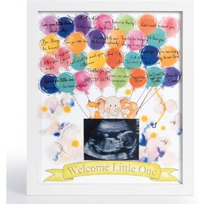 Baby Shower Guest Book Alternative, Baby Shower Sign in Book, Mother‘s Day Gift Best Wishes for Baby, Keepsake Gift for Baby New Parents Expecting Mom, Signature Sonogram Picture Frame, Baby Shower Party Decor