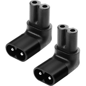 JSADZKJ IEC 320 C8 to C7 Power Adapter 90 Degree Angle C8 Male to C7 Female Extension Power Adapter AC Figure 8 Power Cord Sockets Plug,for Laptops Printers Scanners 2 PCS (Left Right Angle)
