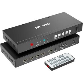 MT-VIKI 4K Seamless HDMI Switch 4 Port w/ 3.5mm AudioOutput + IR Remote, 4K@30Hz HDMI Switcher Selector 4 in 1 out, 4:4:4, 18Gbps, RS232