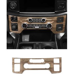Savadicar Black Wood Grain Interior Accessories - Front Center Climate and Radio Control Panel Trim Cover for Ford F150 (2021-present) - Premium Texture Interior Decor Upgrade Option, 1 PCs