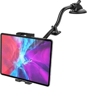 woleyi Tablet Holder for Car Mount [Anti-Shaking Silicone] Long Arm Dashboard Car Tablet Holder Suction Cup Anti-Shake Stabilizer, Fit for iPad Pro 12.9 Air Mini, Cell Phone, Tabs, More 4-13" Device