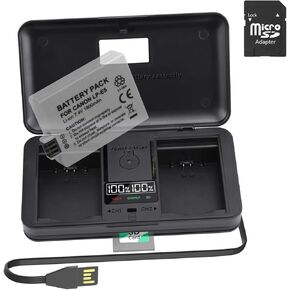 LP-E5 Battery Charger with USB Dual LCD for Canon EOS Rebel XS, Rebel T1i, Rebel XSi, 1000D, 500D, 450D,Kiss X3,X2,F（Battery Not Included）