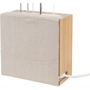 G.U.S. Cord Corral and Cable Organizer with 6-Magnetically Secured Cord Spindles -Zen Collection, Made of Eco-Friendly Bamboo with 8 A/C + 3-Port USB Power Strip
