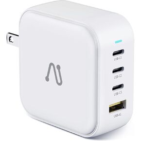 100W USB C Charger, 4-Port GaN PD PPS Fast USB Wall Charger Block, Portable Foldable Multiple Ports Power Adapter for Macbook, Laptop, iPad, iPhone, Samsung, and More-White
