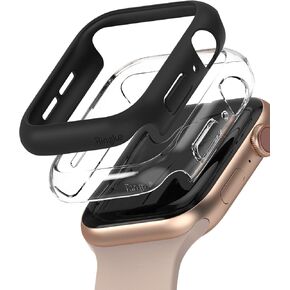 Ringke Slim [Anti-Yellowing Material / 2 Pack] Compatible with Apple Watch Series 6, 5, 4, SE (2020), SE (2022) 40mm Case for Minimalist, Solid Cover for Women, Men - Clear & Black