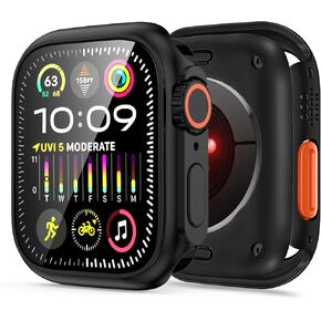 2 合 1 watch protector 9H Tempered Glass Screen Protector + Hard PC ，compatibility Apple Watch Series 9 8 7 45mm，Ultra-thin, ultra-protective, scratch-resistant iwatch 45mm accessory