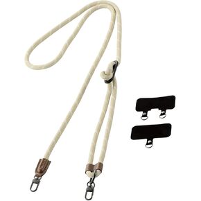 Elecom P-STSDH2R08BE Smartphone Shoulder Strap Shoulder Strap with Hole Seat Included, Round Strap, 0.3 inches (8 mm), Beige