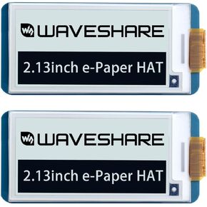 2PCS Waveshare 2.13inch E-Ink Display HAT V4 Version Compatible with Raspberry Pi 4B/3B+/3B/2B/B+/A+/Zero/Zero W/WH/Zero 2W Series Boards 250x122 Resolution SPI Interface Supports Partial Refresh