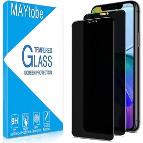 MAYtobe [2 Pack] Privacy Screen Protector for iPhone 11 and iPhone XR Tempered Glass Film, Bubble Free, Case Friendly, Easy to Install