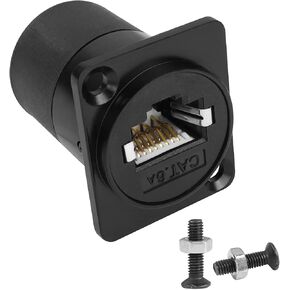 QIANRENON RJ45 Panel Mount Adapter Shielded RJ45 8P8C Female to Female Network Connector CAT6A/CAT6/CAT5E/CAT5 RJ45 Network Port Socket Module, XLR Panel/D-Panel Mount, Extend RJ45 LAN Network Port
