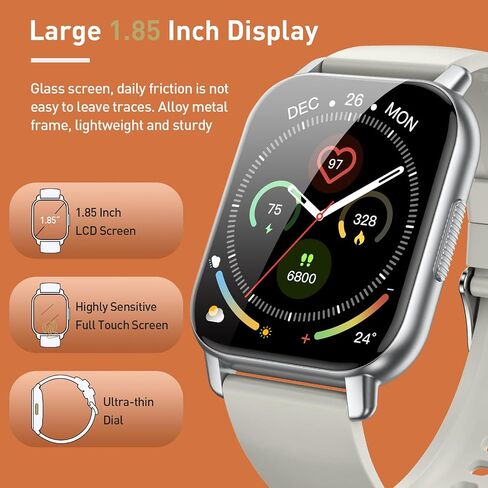 Smart Watch for Men Women, 1.85" Smartwatch (Answer/Make Calls), 112 Sports Modes Fitness Watch, IP68 Waterproof Watches Heart Rate/Sleep Monitor, Pedometer, Activity Tracker for Android iOS, Black in Saudi Arabia