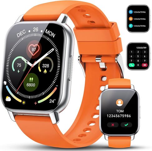 Smart Watch for Men Women, 1.85" Smartwatch (Answer/Make Calls), 112 Sports Modes Fitness Watch, IP68 Waterproof Watches Heart Rate/Sleep Monitor, Pedometer, Activity Tracker for Android iOS, Black in Saudi Arabia
